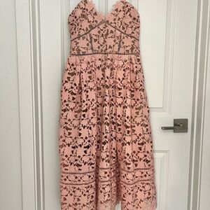 Self-Portrait Strapless Pink Lace Dress